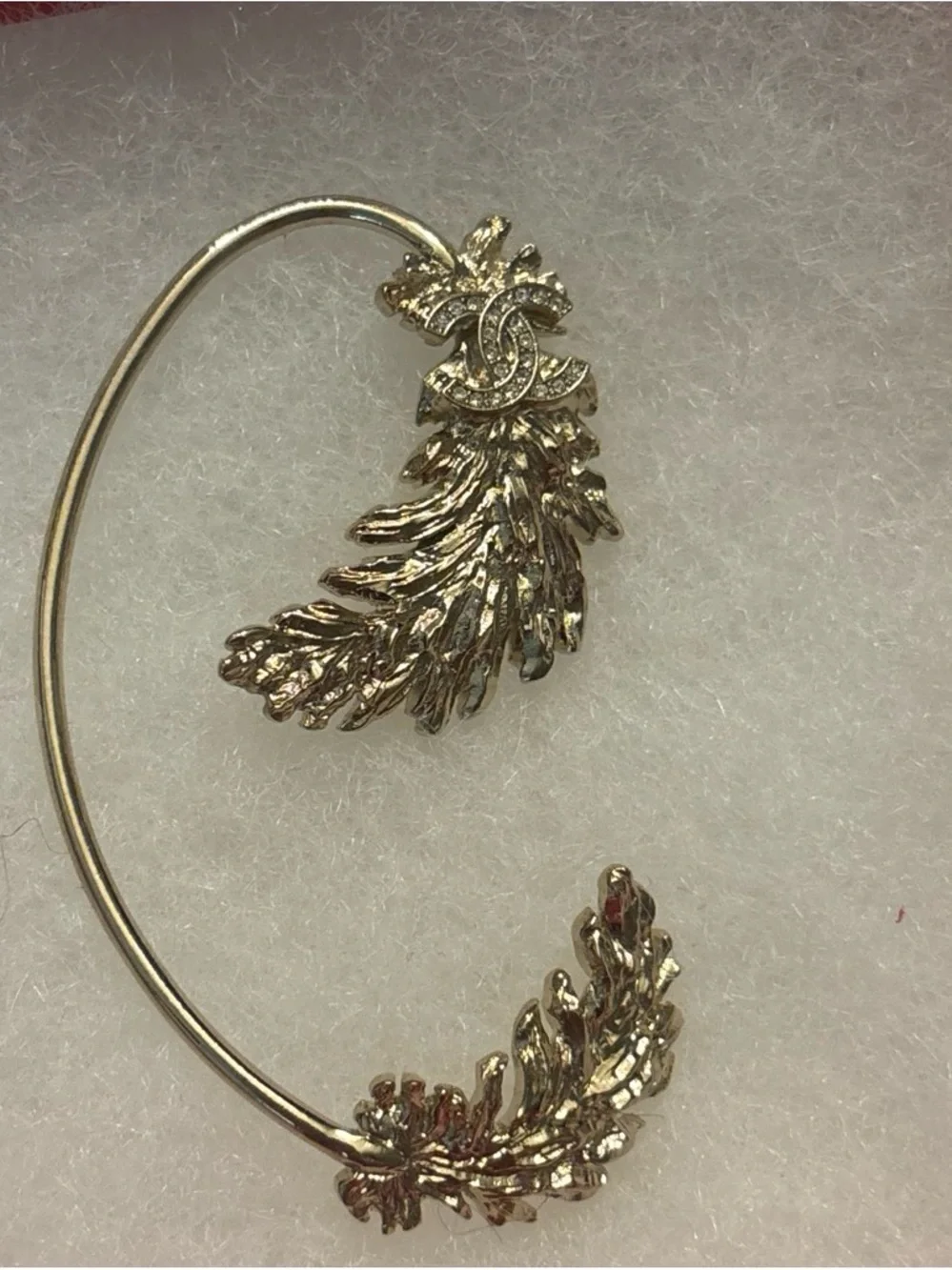 CHANEL Gold Leaf Ear Cuff Pair with Signature CC Motif